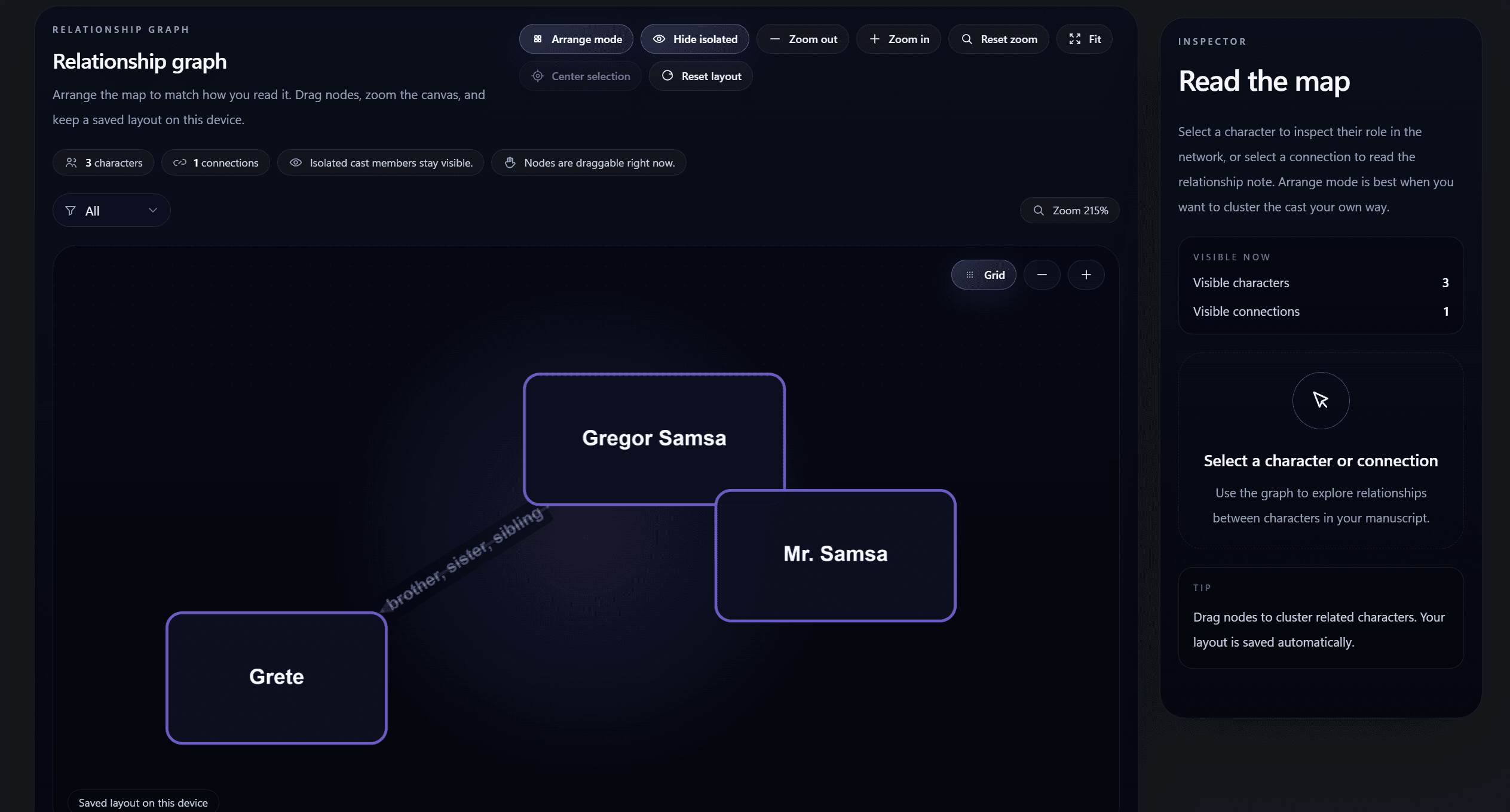 Visualize relationships product screenshot